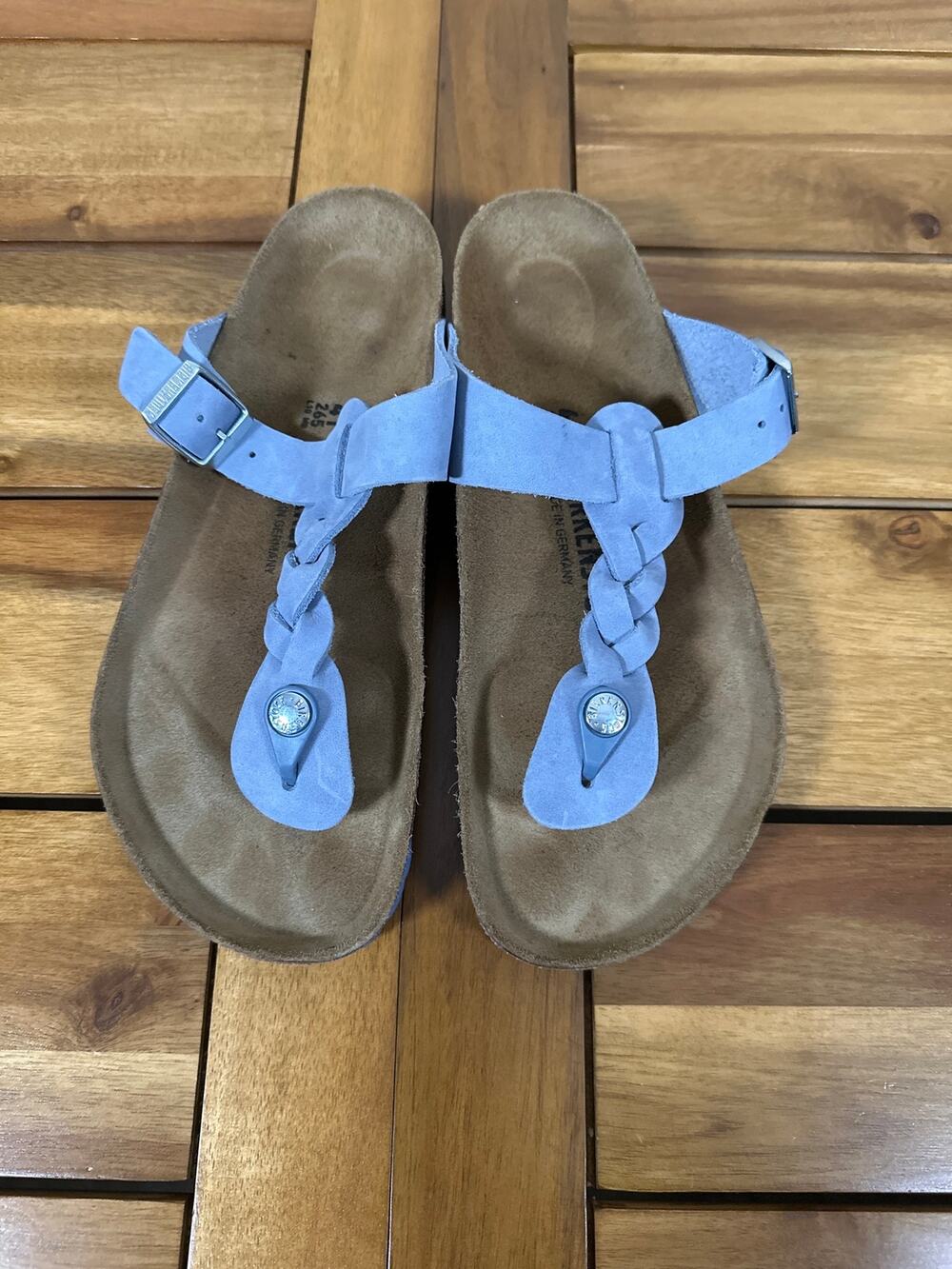 Birkenstock Gizeh Braided Blue Leather Sandals 41 US 10-10.5 Regular